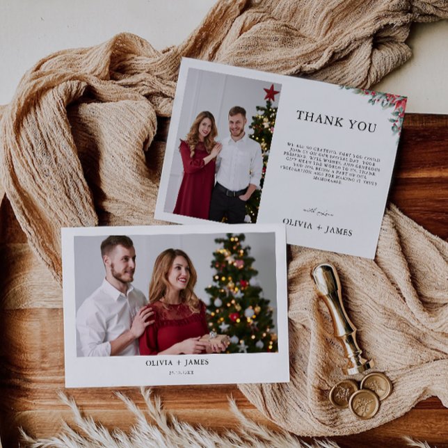 Cartões de agradecimentos de Casamento de Natal (Christmas Wedding Thank You Card)