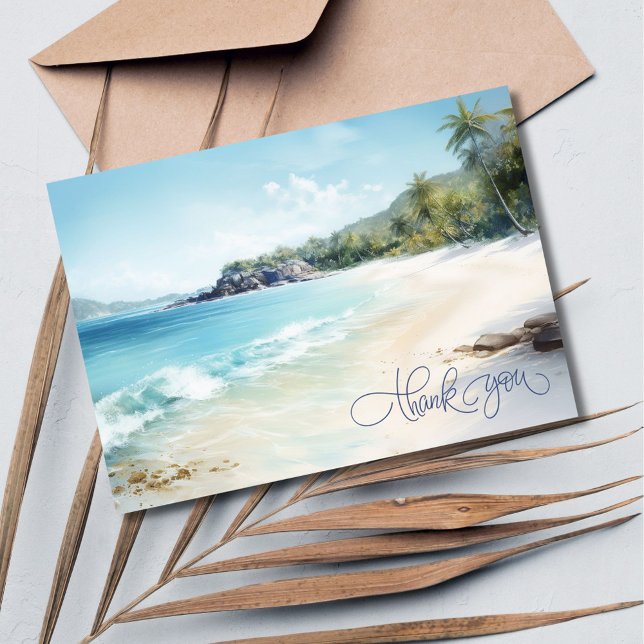 Cartões de agradecimentos de Casamento de Praia de (Watercolor Beach Wedding Thank You card)