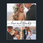 Cartões de agradecimentos de Casamento de Script d<br><div class="desc">Orçamento, Mínimo Elegante Moderno Elegante "Amor e obrigados" Script 3 Foto Colagem Casamento Obrigado barato personalizado cartão fino de baixo orçamento. modelo de cartões de agradecimentos de casamento na moda com 3 fotos na frente e 1 foto na parte traseira. ***POR FAVOR, NOTE! *** O PAPEL ORÇAMENTAL/FLYER É MAIS FINO...</div>