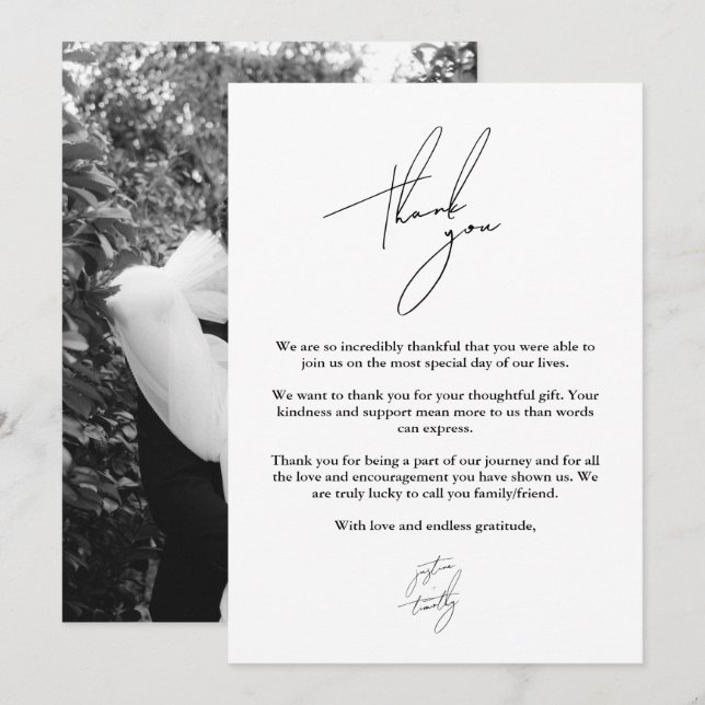 Cartões de agradecimentos de Casamento de Script M (Frente/Verso)