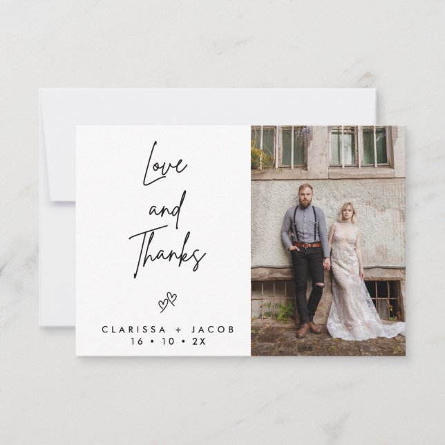 Cartões de agradecimentos de Casamento do Coração  (Frente)