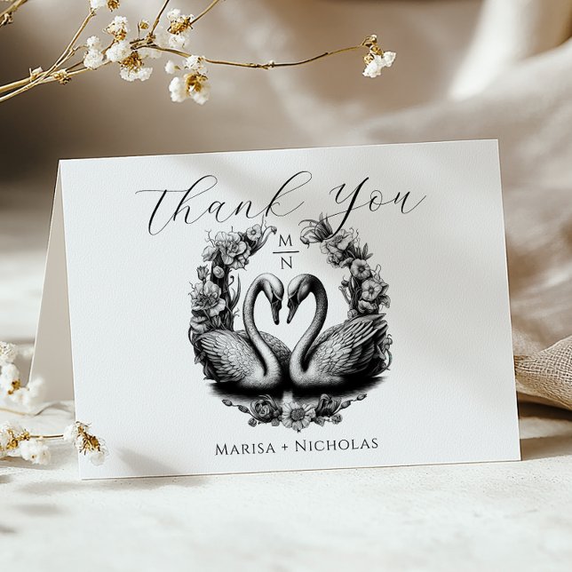 Cartões de agradecimentos de Casamento do Lago Swa (Elegant Wedding Thank You Card)