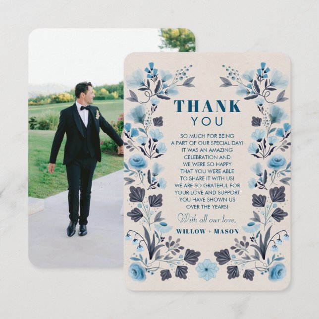 Cartões de agradecimentos de Casamento do Modern B (Frente/Verso)