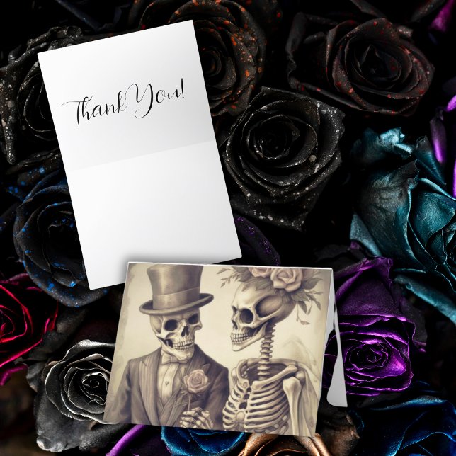 Cartões de agradecimentos de Casamento Dobrado pel (Skeleton Couple  Thank You Card
)