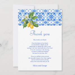 Cartões de agradecimentos de casamento dos azulejo