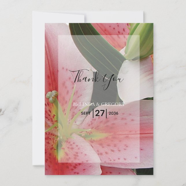 Cartões de agradecimentos de Casamento dos Lírios  (Verso)