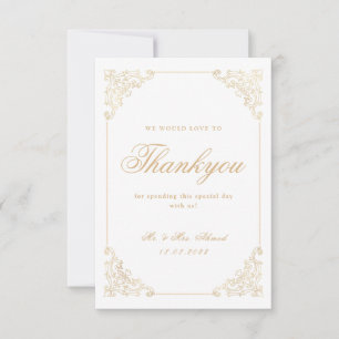 Cartões de agradecimentos de Casamento Dourado Muç