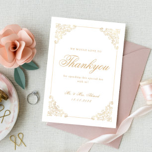 Cartões de agradecimentos de Casamento Dourado Muç