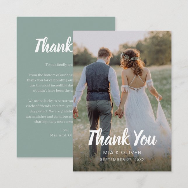 Cartões de agradecimentos de Casamento Duplo Lado  (Frente/Verso)