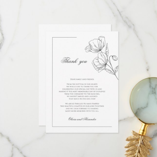 Cartões de agradecimentos de casamento elegante co (Frente/Verso In Situ)