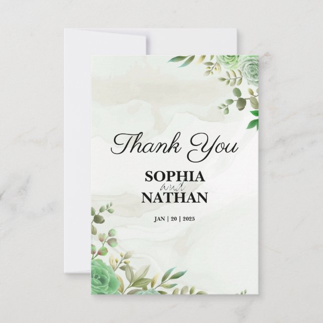 Cartões de agradecimentos de Casamento Elegante Gr (Frente)