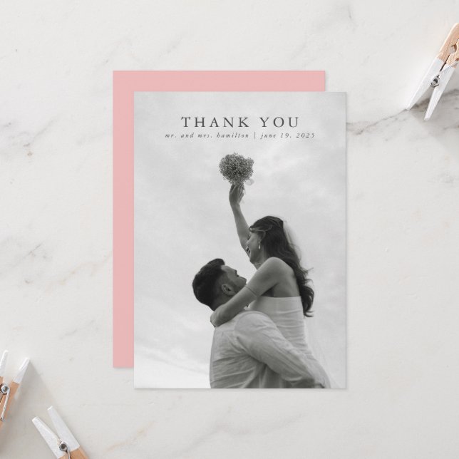 Cartões de agradecimentos de Casamento Elegante Ro (Frente/Verso In Situ)