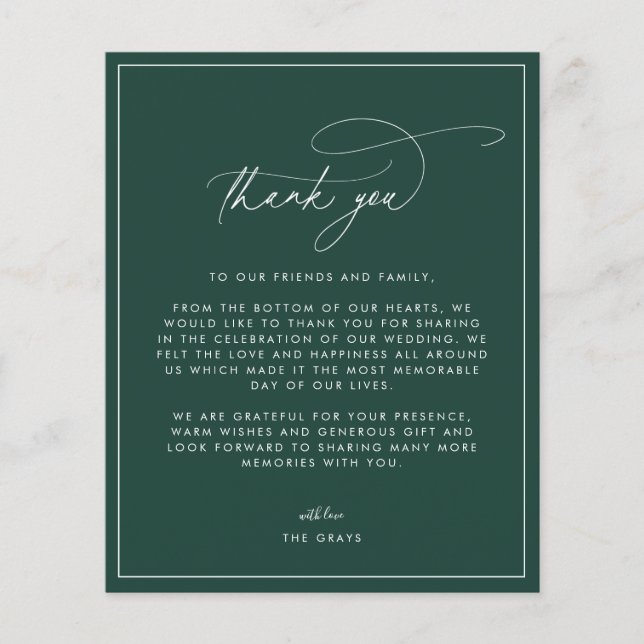 Cartões de agradecimentos de Casamento Emerald (Frente)