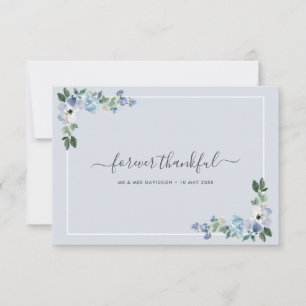 cartões de agradecimentos de casamento floral azu