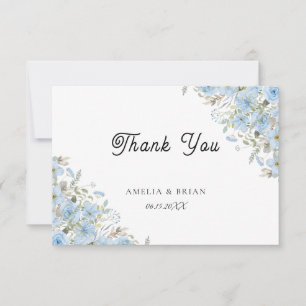 Cartões de agradecimentos de Casamento Floral Azul