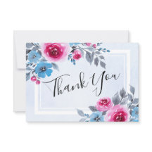 Cartões de agradecimentos De Casamento Floral Azul