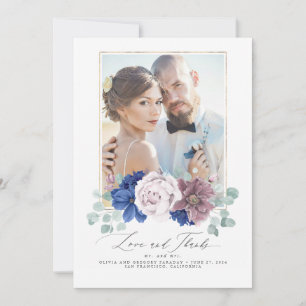 Cartões de agradecimentos de Casamento Floral Azul