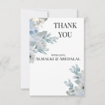 Cartões de agradecimentos de Casamento Floral Azul