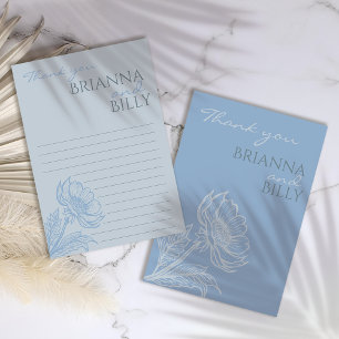 Cartões de agradecimentos de Casamento Floral Azul