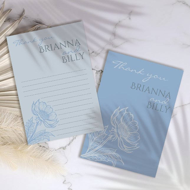 Cartões de agradecimentos de Casamento Floral Azul (Criador carregado)