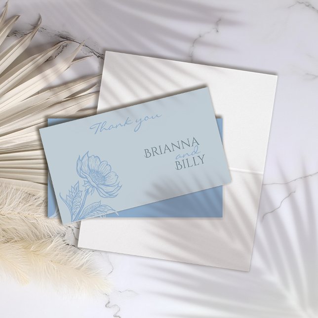 Cartões de agradecimentos de Casamento Floral Azul (Criador carregado)
