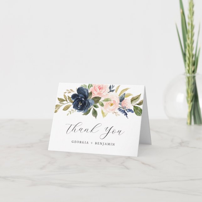 Cartões de agradecimentos De Casamento Floral Com  (Frente)