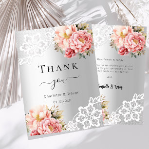 Cartões de agradecimentos de casamento floral cor-