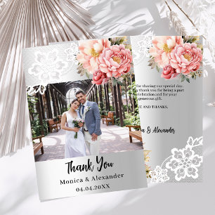 Cartões de agradecimentos de casamento floral cor-