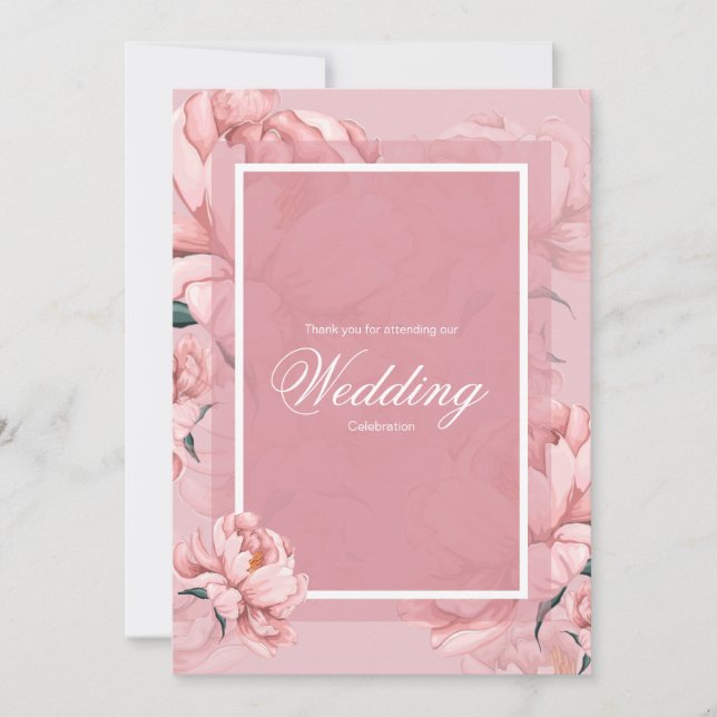 Cartões de agradecimentos de casamento floral cor- (Frente)