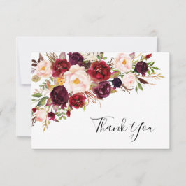 Cartões de agradecimentos de Casamento Floral Rosa