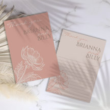 Cartões de agradecimentos de Casamento Floral Rosa