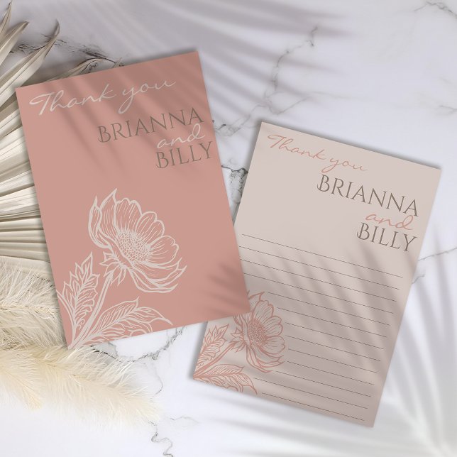 Cartões de agradecimentos de Casamento Floral Rosa (Criador carregado)