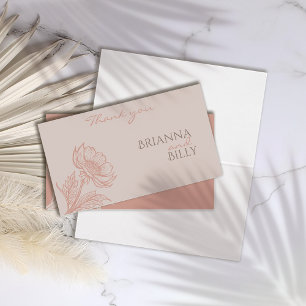 Cartões de agradecimentos de Casamento Floral Rosa