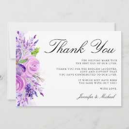 Cartões de agradecimentos De Casamento Floral Roxo