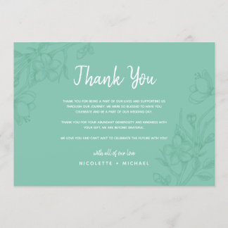Cartões de agradecimentos de Casamento Floral Verd