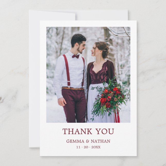 Cartões de agradecimentos de Casamento Fotográfico (Frente)