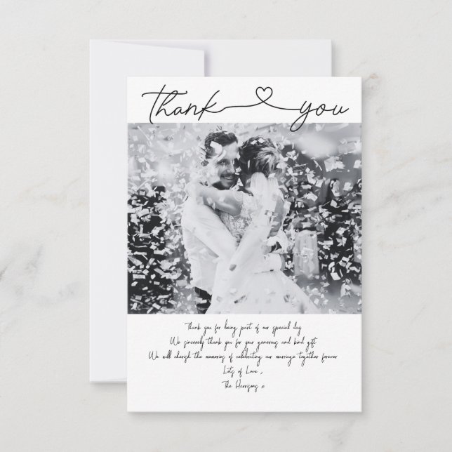 Cartões de agradecimentos de Casamento Minimalista (Frente)