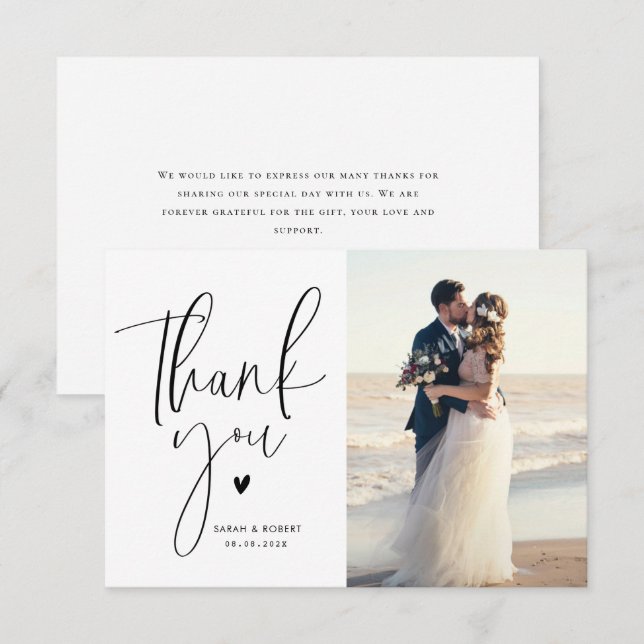 cartões de agradecimentos de casamento moderno com (Frente/Verso)