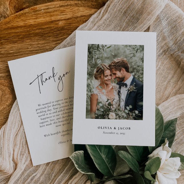 Cartões de agradecimentos de Casamento Moderno Ele (Criador carregado)