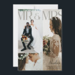 Cartões de agradecimentos de Casamento Multifoto C<br><div class="desc">Cartões de agradecimentos de casamento com foto editorial Chic com nota</div>