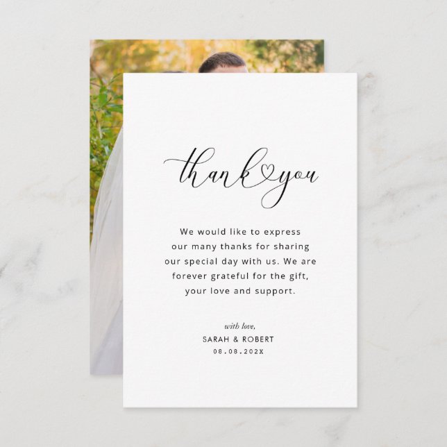 cartões de agradecimentos de casamento na moda pre (Frente/Verso)