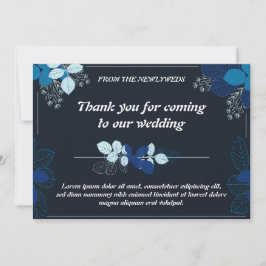 Cartões de agradecimentos de Casamento Negro e Azu