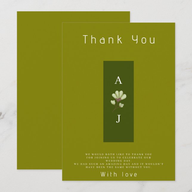 Cartões de agradecimentos de Casamento Plana Moder (Frente/Verso)