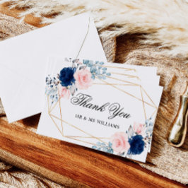 Cartões de agradecimentos de Casamento Rosa Azul C