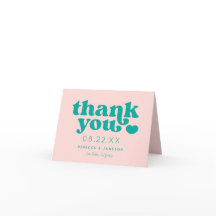 Cartões de agradecimentos de Casamento Rosa e Teal