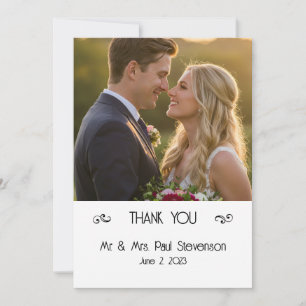 Cartões de agradecimentos de Casamento Simples de 