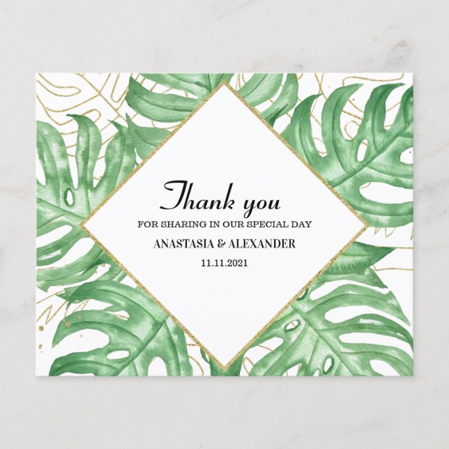 Cartões de agradecimentos de Casamento Tropical El (Frente)