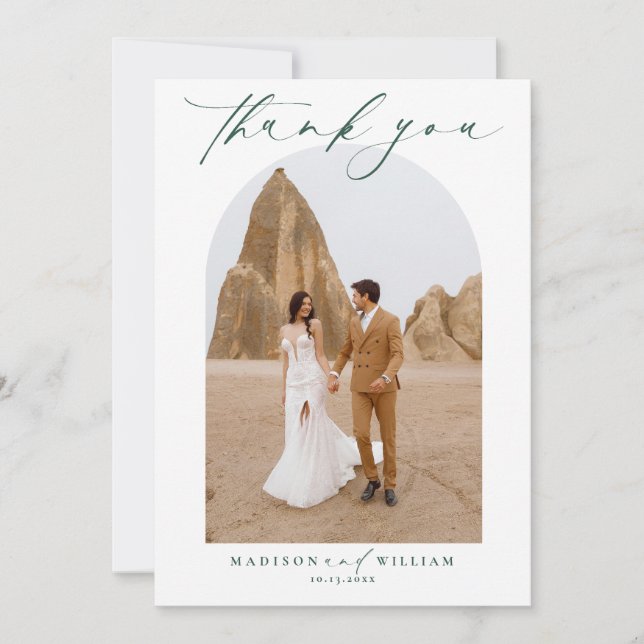 Cartões de agradecimentos de Casamento Verde em Ar (Frente)