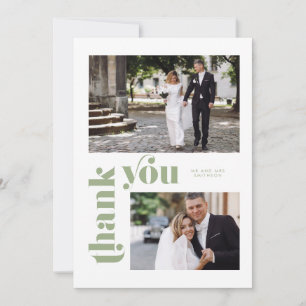 Cartões de agradecimentos de Casamento Verde Retro