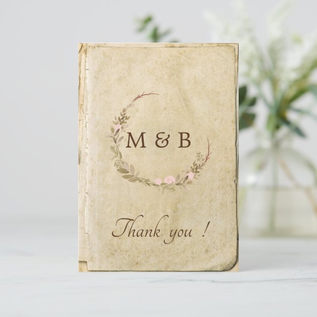 Cartões de agradecimentos de casamento vintage de  (Em pé/Frente)